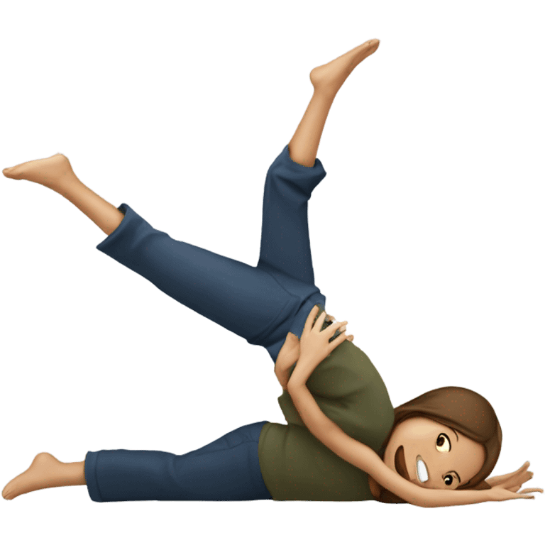 girl doing cartwheel on boy emoji