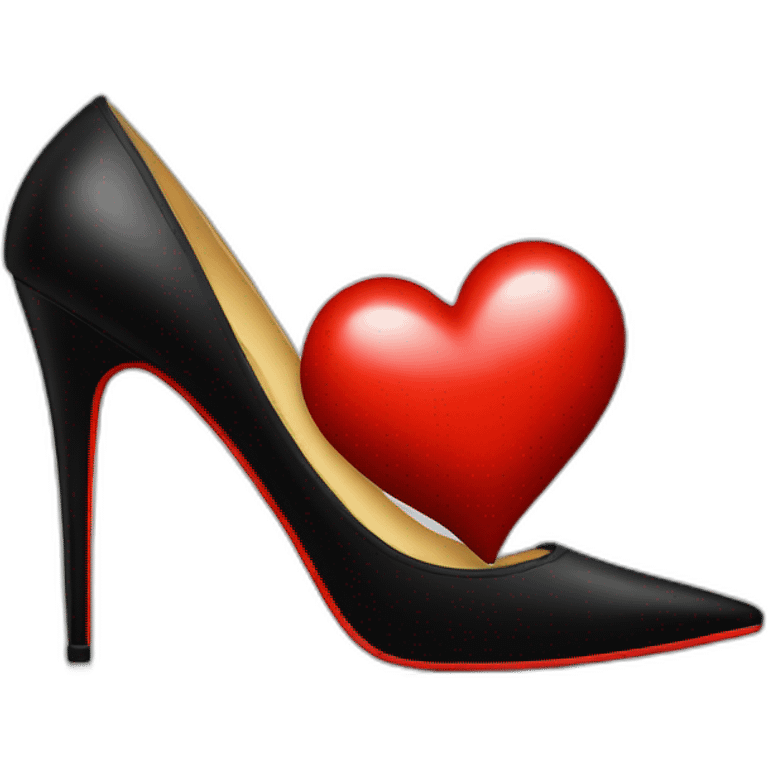 A red heart emoji pierced with a black high heel stiletto emoji