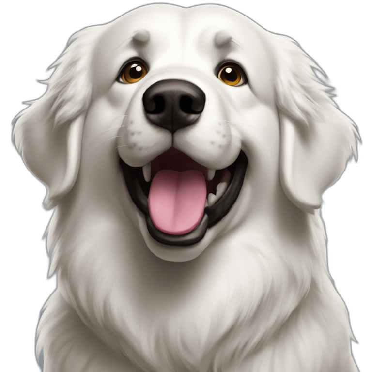 goofy happy Great Pyrenees dog with large jowls emoji