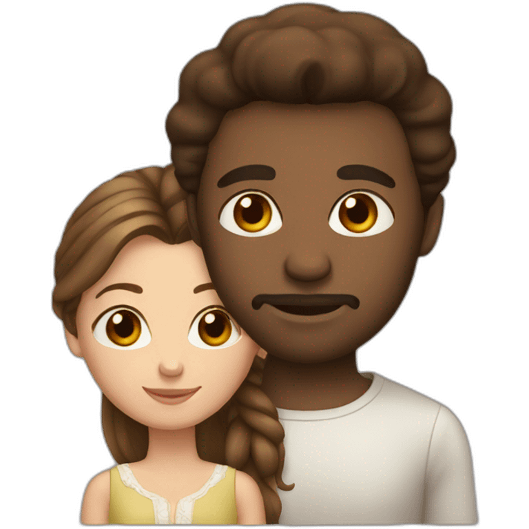 African man and russian girl with brown hair emoji