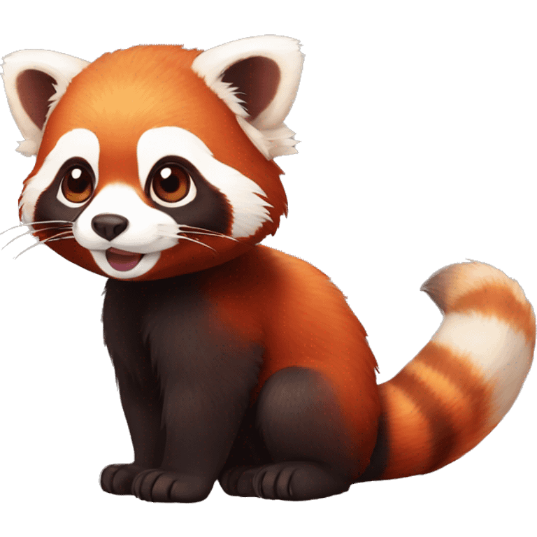 Cute red panda-ferret-hybrid full body emoji