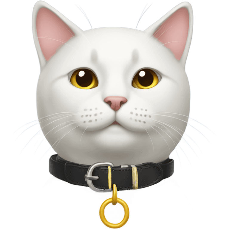 cat wearing a collar that says crodie emoji