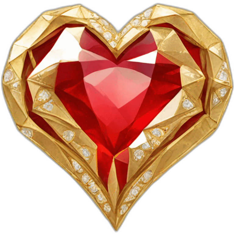 Red heart diamond with gold border emoji