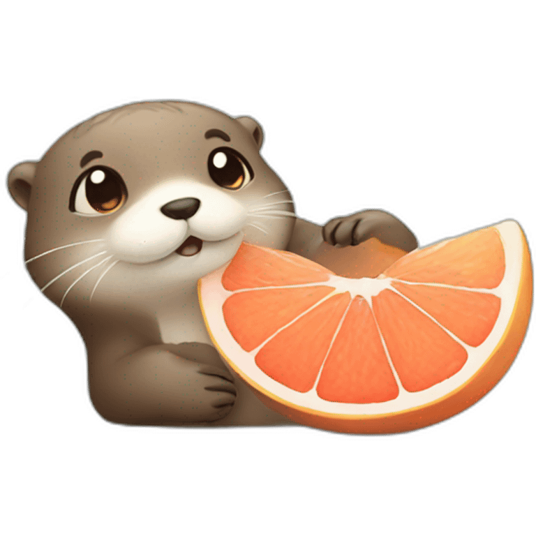 Cute otter with grapefruit hello emoji