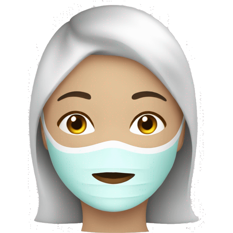 Lady with face mask spa beauty full face relaxing emoji