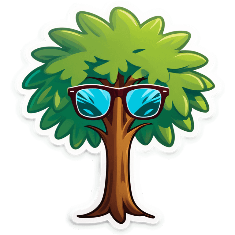 Tree with glasses and hair  emoji