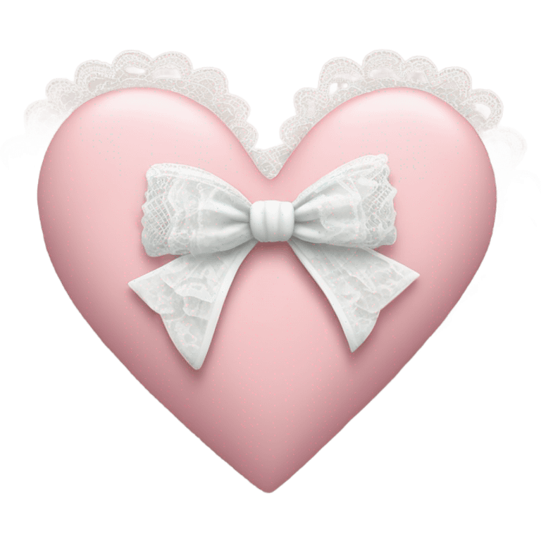 rococo Pastel pink heart with white bow with lace and frills  emoji