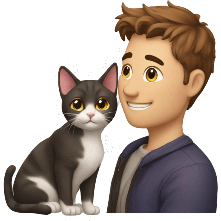 A cat with a lovely man emoji