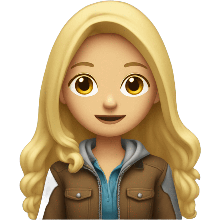 Blonde girl wearing cowboy boots and a hoodie full body  emoji