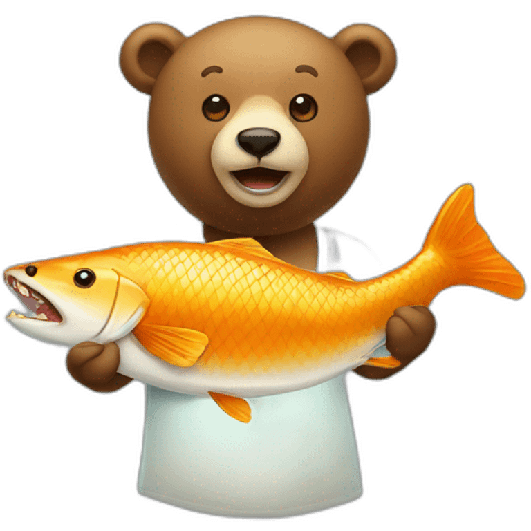 Bear eating a fish emoji