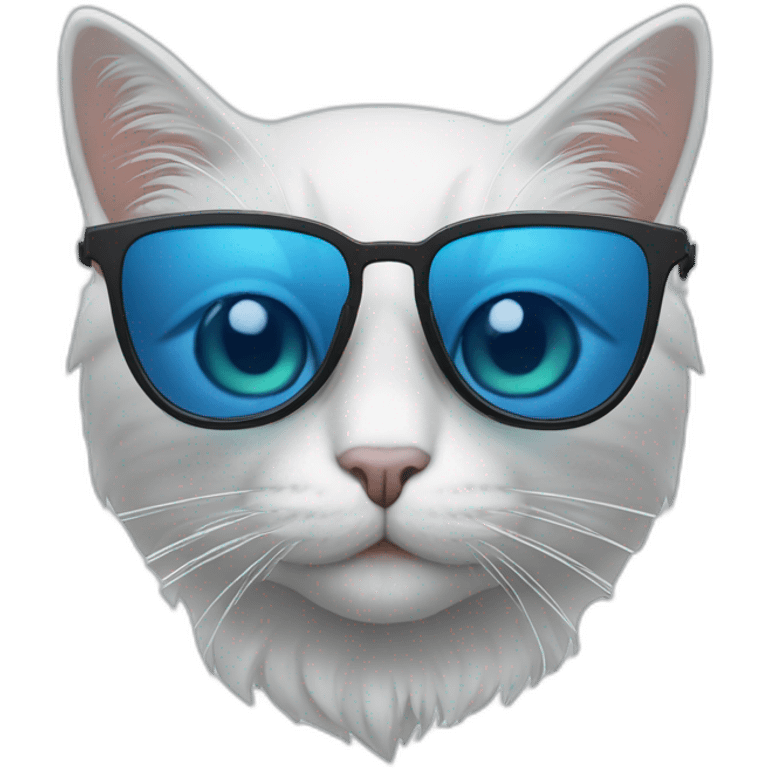 Un chat avec des lunettes de soleil bleu emoji