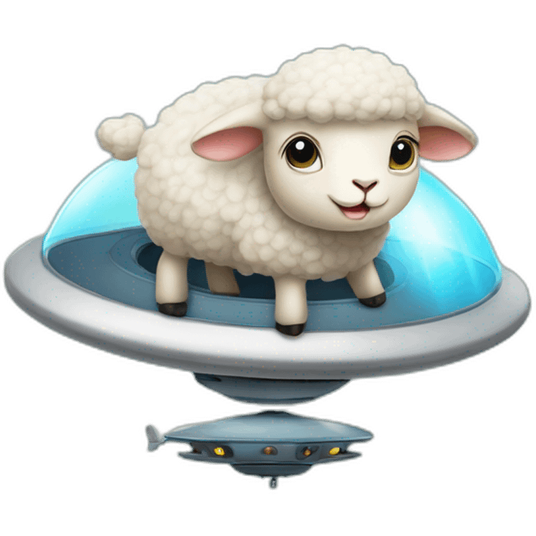 baby sheep riding on a UFO emoji