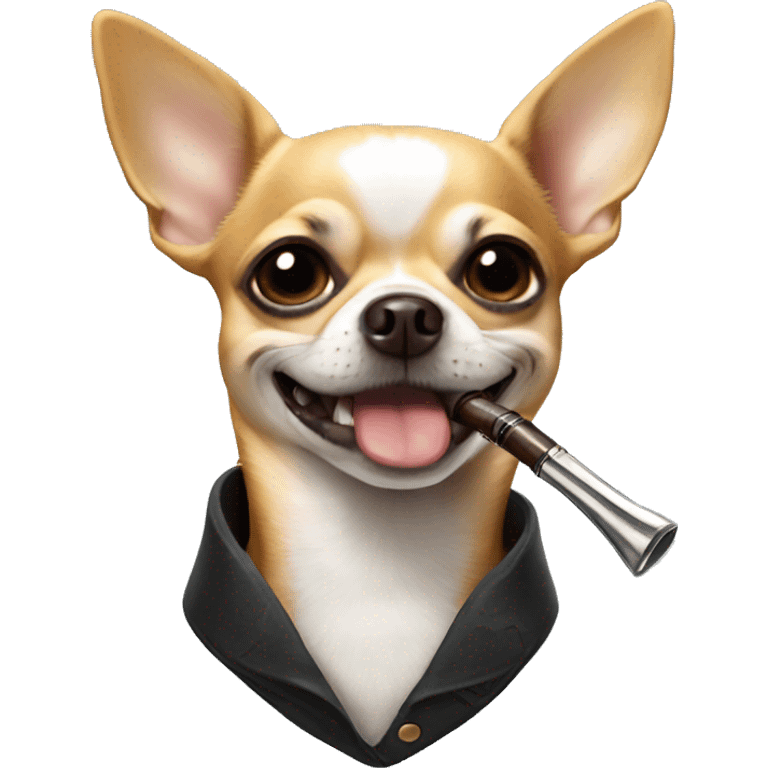 Chihuahua with pipe in mouth emoji