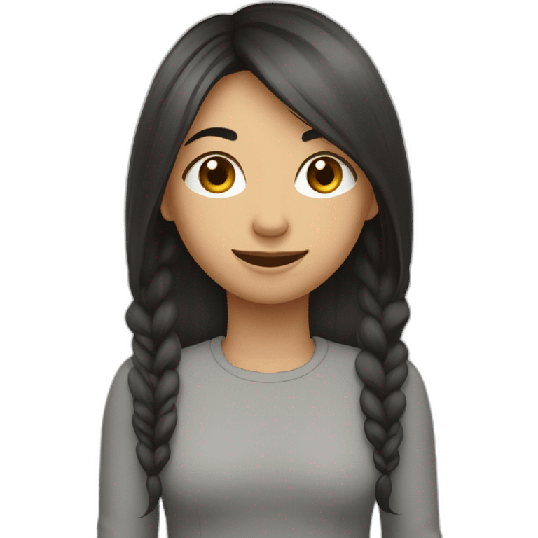 fille avec cheveux long lise noir en queu de cheval et apareille dentaire emoji