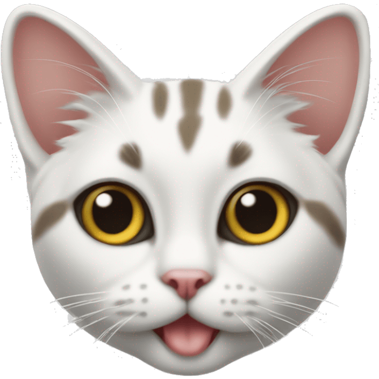 kucing berwarna putih sambil duduk emoji