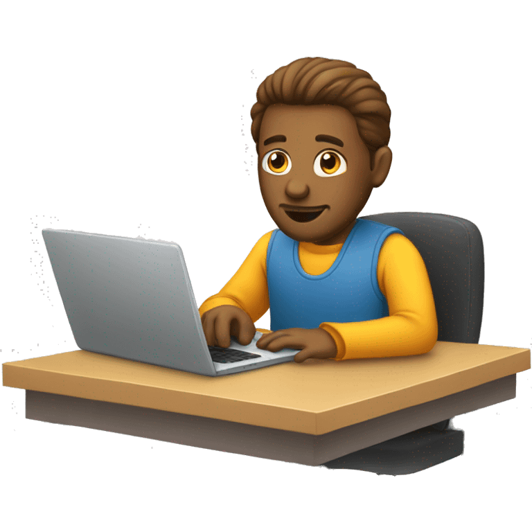 man working at laptop CA emoji