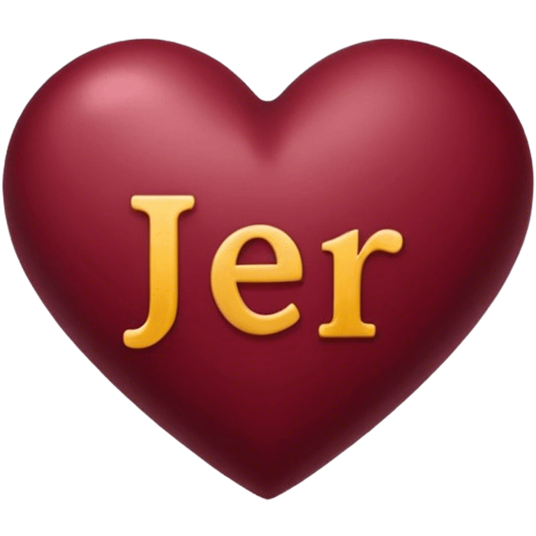 Burgundy heart with the letters Jer in the middle  emoji