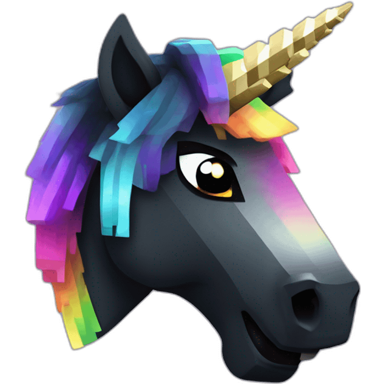 Minecraft Rainbow Black Unicorn Head With Diamond Horn emoji