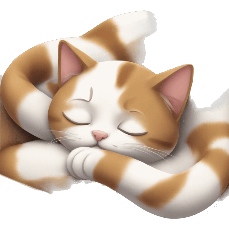 brown and white cat sleeping  emoji