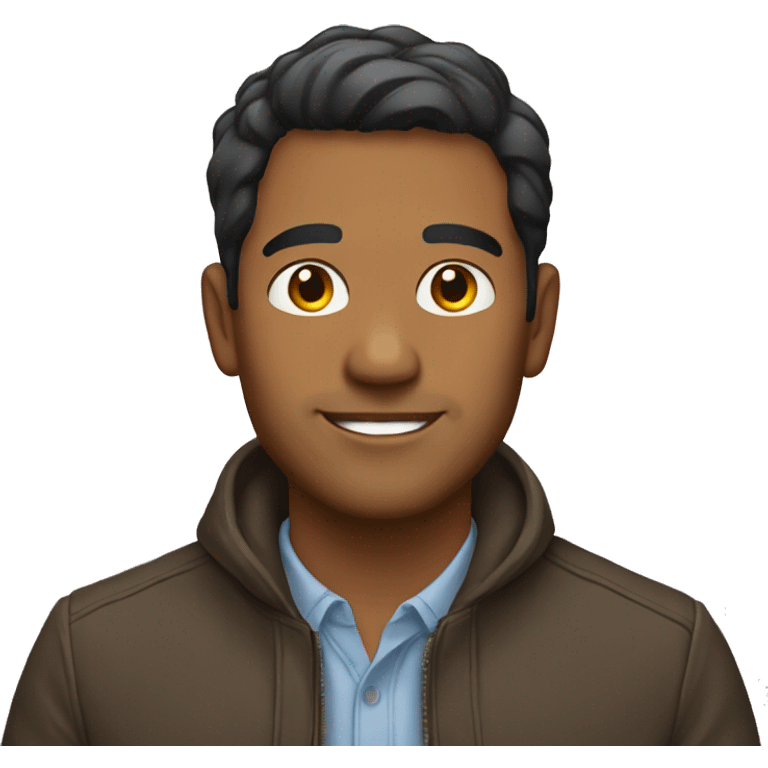 A brown man with short hair is a nice jacket emoji