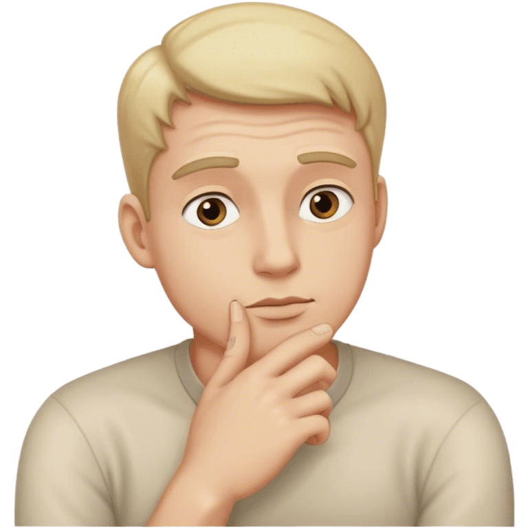 guy thinking with his hand on his chin emoji