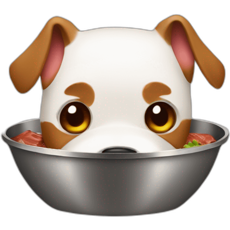 Dog bowl with steak emoji