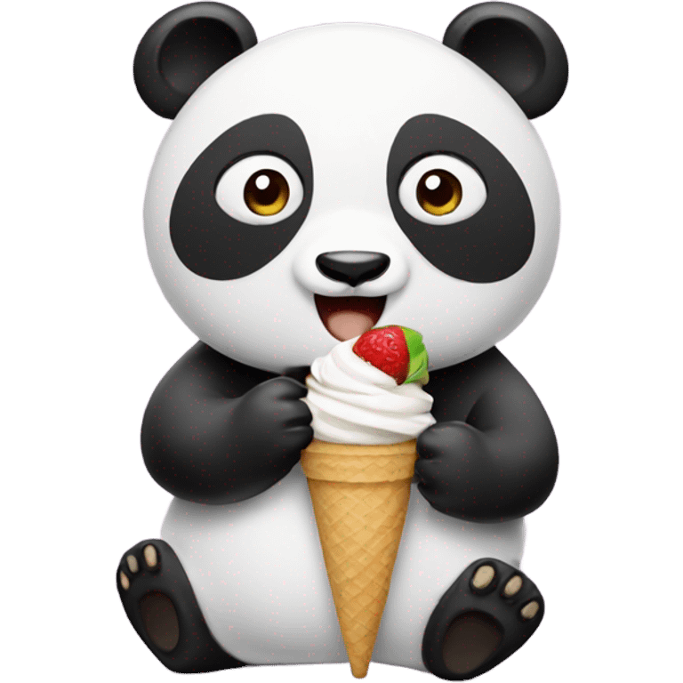 Panda eating ice cream emoji