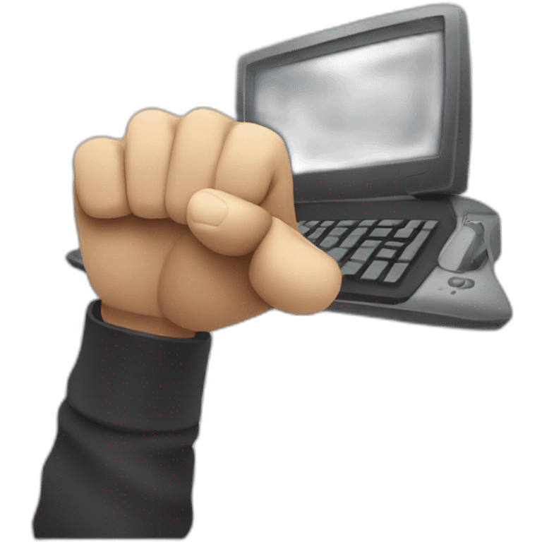 someone slamming a computer keybaord with their fist emoji