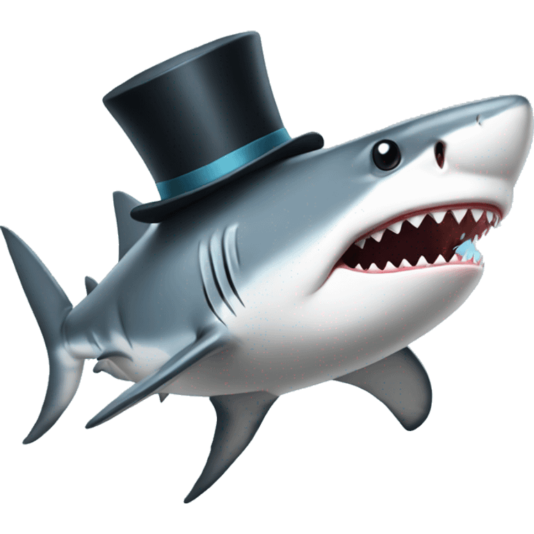 Shark with a top hat emoji