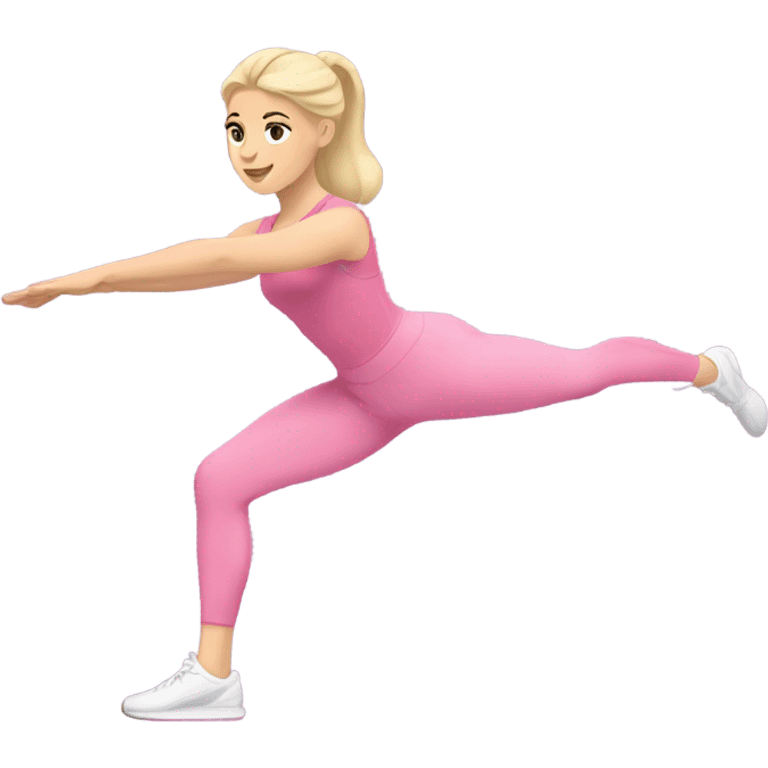 white girl blonde pink doing pilates  emoji