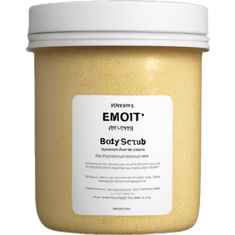 body scrub pot with label emoji