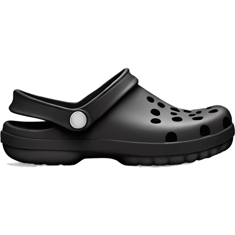 Realistic black pair of crocs shoes isolated.  emoji