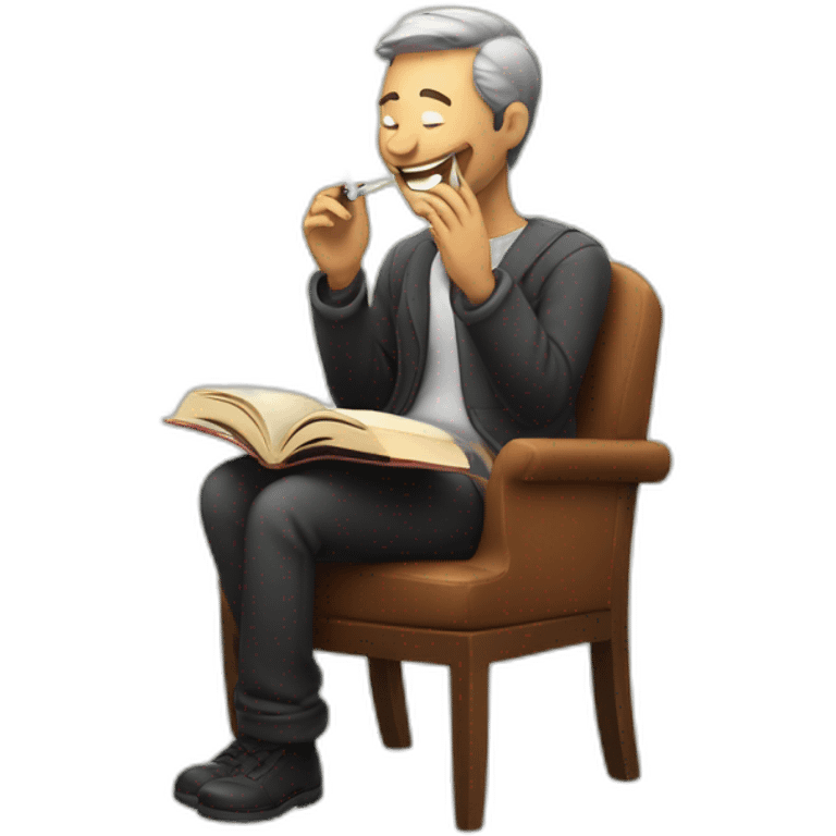 a person smoking and laughin and Reading a book emoji