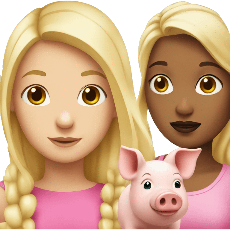 Blonde girl and a pig emoji