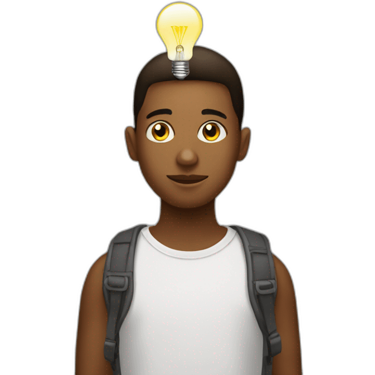 young creative artist with bulb on his head emoji