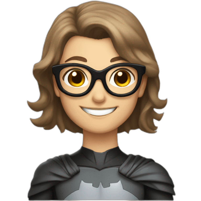 smiling batman in glasses and female light brown hair robin emoji