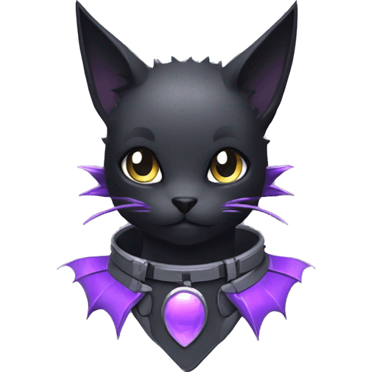 cool cute pretty black techwear grey Purple ethereal fantasy nargacuga-bat-cat-Fakemon spiked collar harness emoji