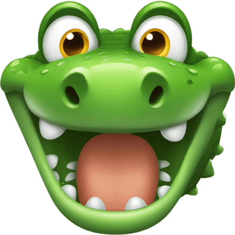 a surprised crocodile emoji