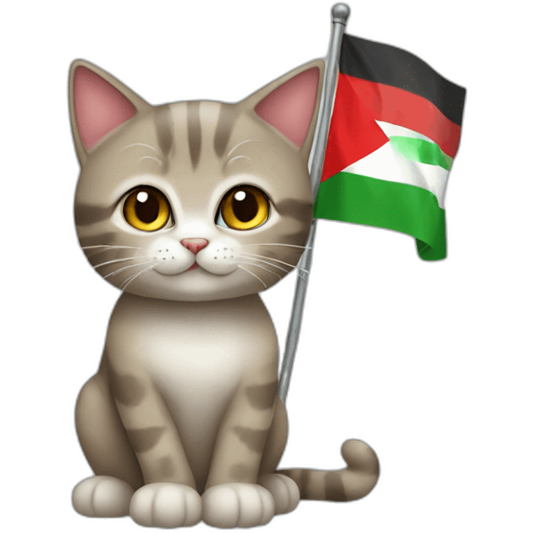 Palestinian cat with the russian flag emoji