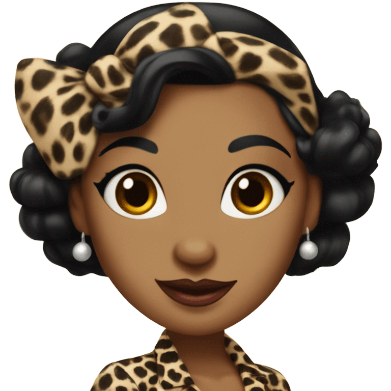 pin up brown woman with black hair in a 50s leopard costume  emoji