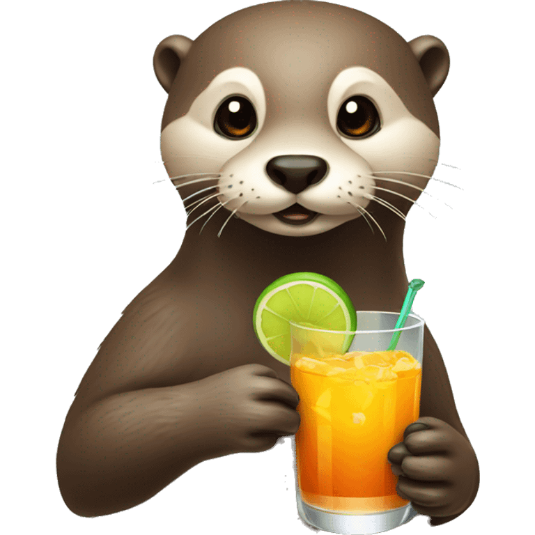 otter drinking cocktail emoji