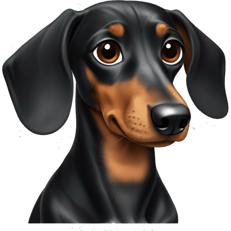 dachshund black with brown, and light grey stains emoji