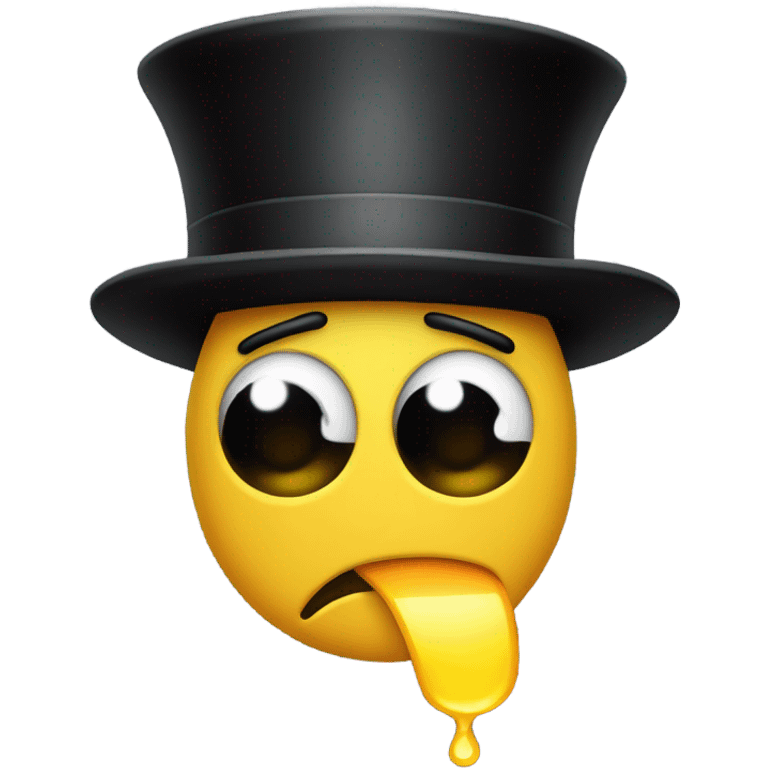 Crying emoji with a top hat  emoji