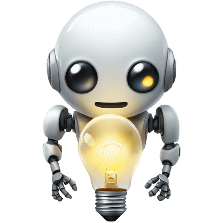 cute robot holds a light bulb emoji