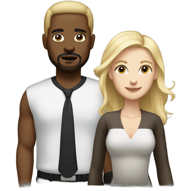 black man with goatee and white woman blonde shoulder length hair with brown eyes emoji