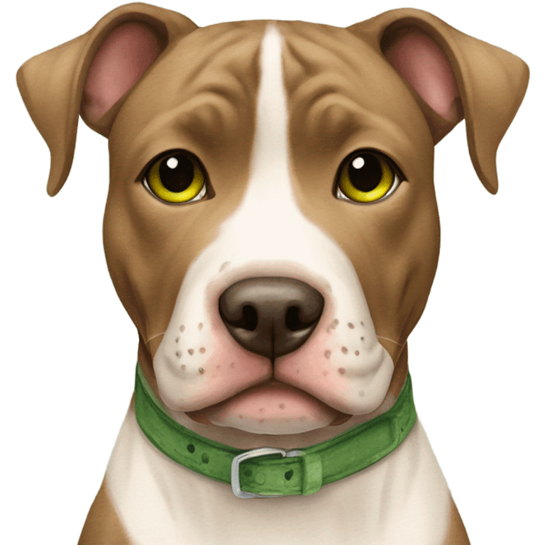 Watercolor pocket pittie with brown fur, brown eyes, and green collar emoji