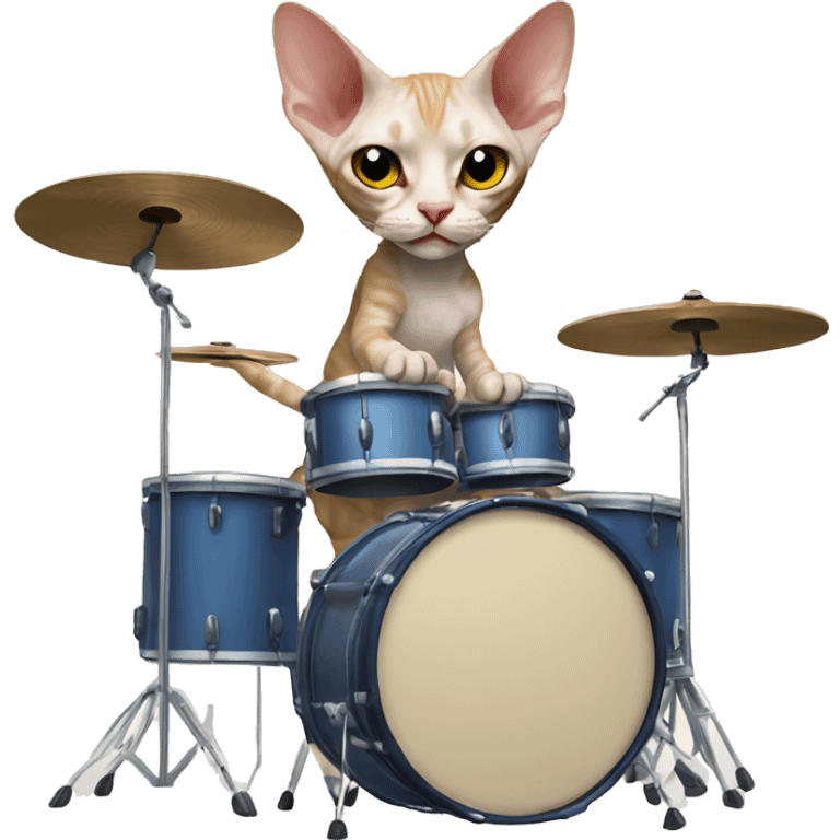 Devon Rex cat playing drums emoji