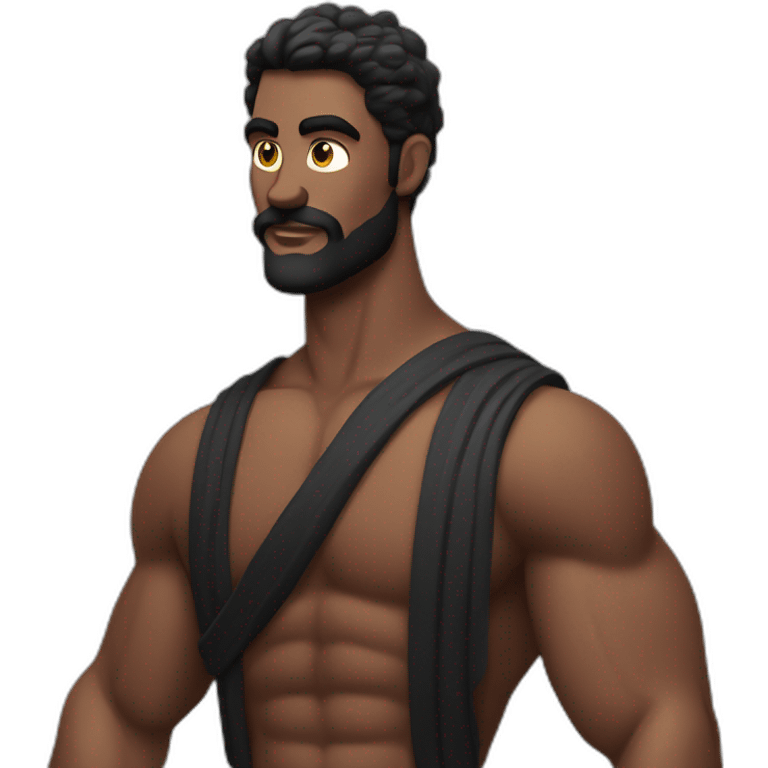 Homme noir musclé qui fait la pose d’un dieu grec  emoji