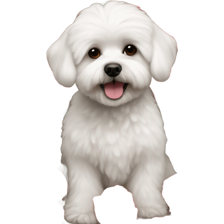 Maltese Bichon with a red roses  emoji