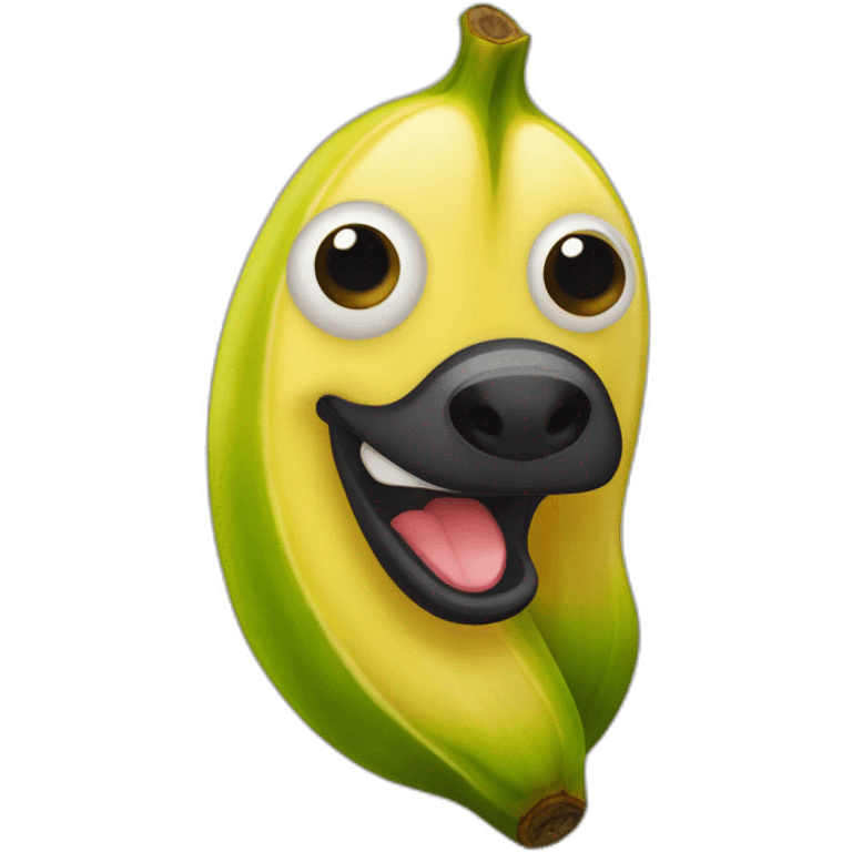 Platano canario animado con ojos boca y manos haciendo el signo de la victoria emoji